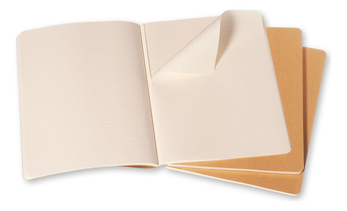 Set 3 Libretas Moleskine Extra Grande Cahier Kraft Hoja Raya