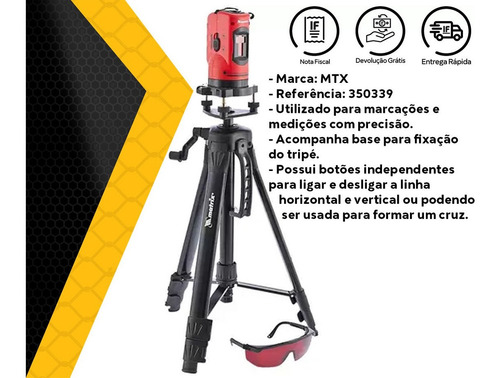Imagem 2 de 5 de Nível Laser 150 Mm C/ Tripe Autonivelameto Em Cx Plast. Mtx