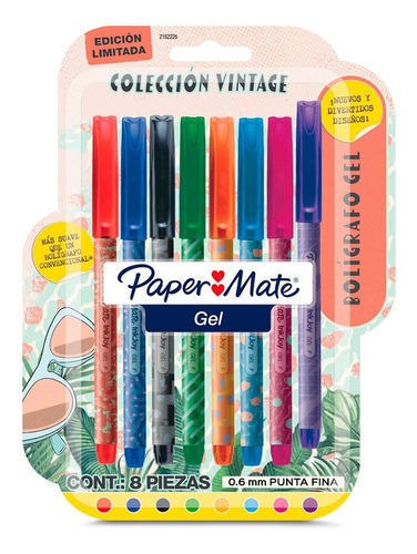 Paper Mate Plumas De Colores C/8 Pzas Vintage