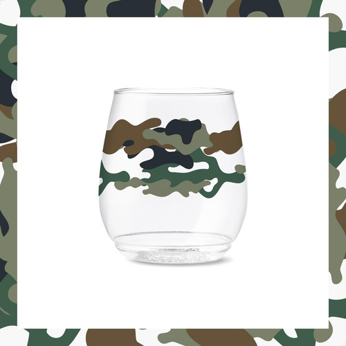 Tossware Pop Serie Vino Camo De 14 Oz, Juego De 6, Vasos Imp