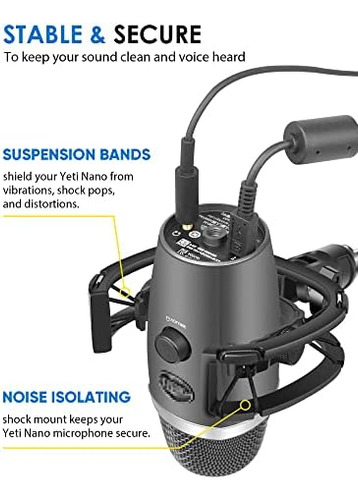 Borenbuir Yeti Nano Shock Mount Con Filtro Pop, [diseñado A