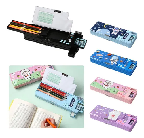 Estuche Para Lápices Con Calculadora, Estuche De Doble Capa