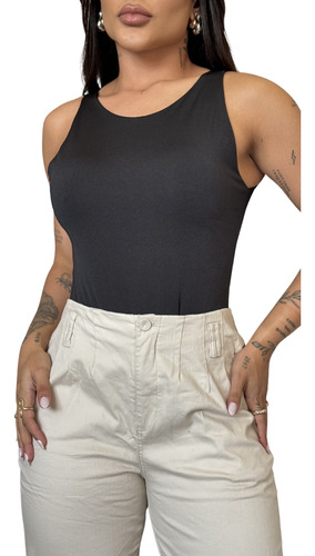 Body Feminino Regata Casual Sem Bojo Com Forro E Fecho Basic