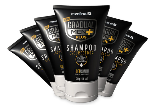6x Shampoo Escurecedor De Cabelo Gradual Men Plus + Potente