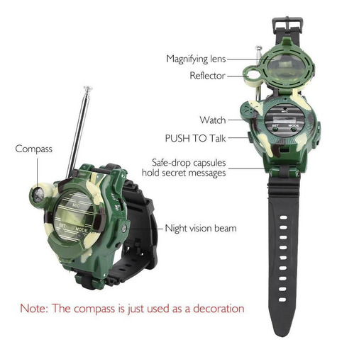 2 Unids 7 En 1 Walkie Talkies Reloj Electrónico Radio Interf