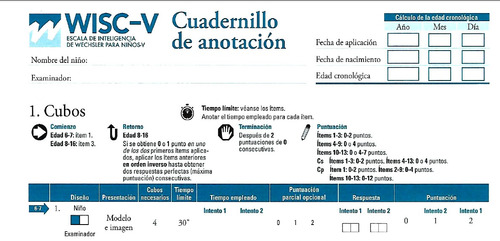 Test Wisc V 5 Escala De Inteligencia De Wechsler