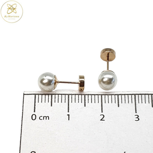 Imagen 4 de 5 de Aros Abridores Ch 312 Perno Oro Perla Blanca 5mm