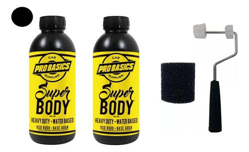 2 Lt Super Body Negro Base Agua + Rodillo Maneral Aplicador