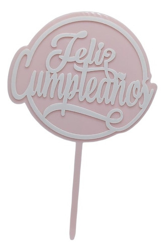 Cake Topper Pastel Adorno Feliz Cumpleaños Cupcake Color Rosa