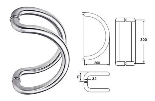 Imagen 3 de 6 de Manijón Doble Curvo Inox. Brillante Ducasse 337mm * 1 1/4