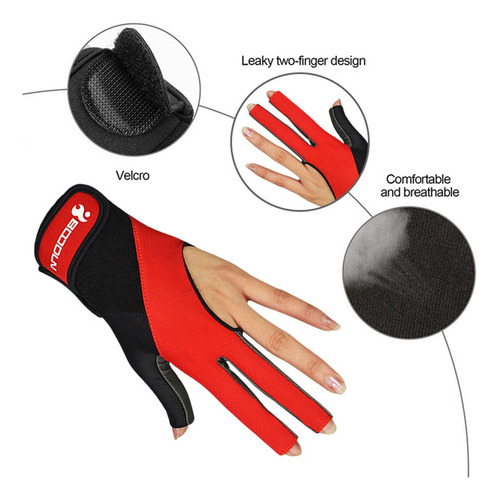 Guante De Billar Rojo 18,5 Cm-21 Cm Mano Rojo Rojo