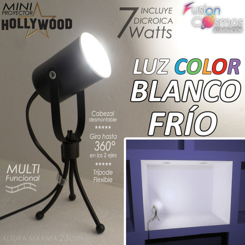 Proyector Cine Dicroica De Mesa 7w Led Luz Color A Elección 