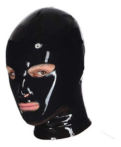 Mascara Abierta De Vinilo Engomado Elastizada Disfraz Bdsm Color Negro