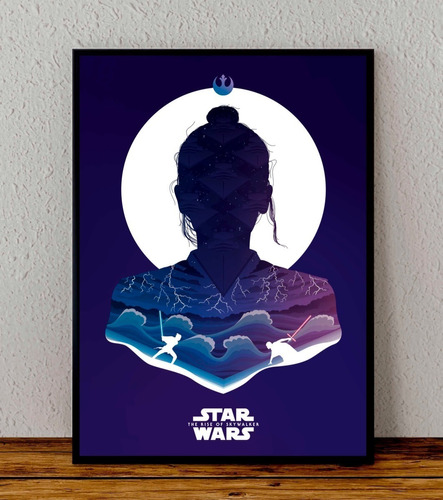 Cuadro 33x48 Poster Enmarcado Star Wars Ep 9 Skywalker Rey