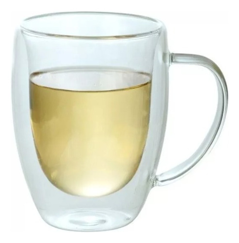 Juego Setx2 Taza Doble Vidrio Con Manija 350ml