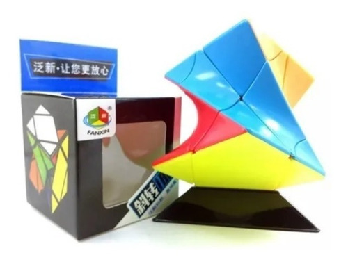 Cubo mágico sin pegatinas Skewb Fanxin Twisted, color del marco: negro