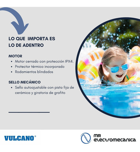 Imagen 6 de 10 de Bomba Autocebante Vulcano Bae075 3/4hp Pileta Fibra