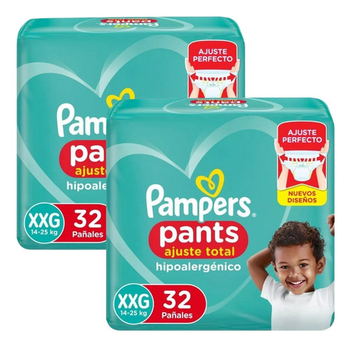 2un Pampers Pants Ajuste Total Talle Xxg X32 Pañales