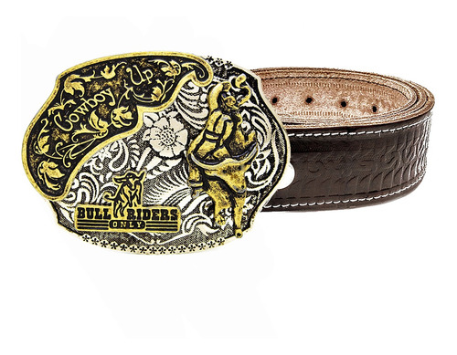 Cinto Masculino Country Cowboy De Couro Fivela Cbr Rodeo