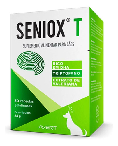 Suplemento Alimentar Seniox T Para Cães 30 Cápsulas