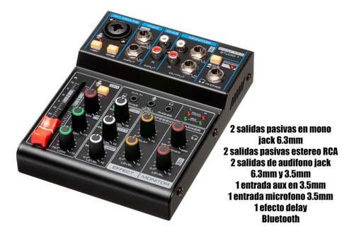 Mezcladora De 5 Canales Con Bluetooth Producto Nuevo Y Sello (Usado)