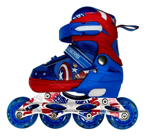 Kit Patines Ajustables Capitán América Niños + Casco Protecc