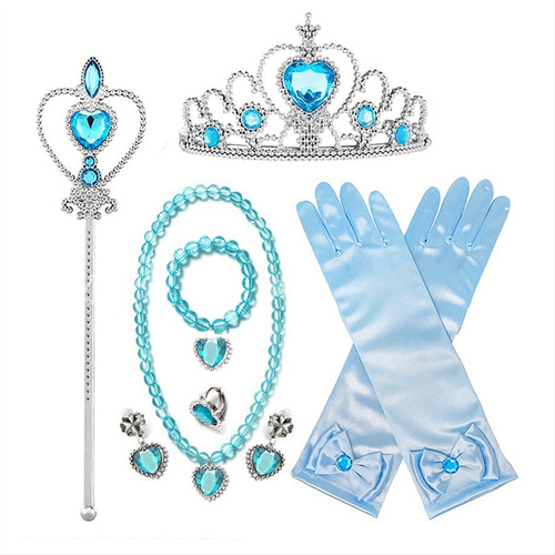 Kit Princesa Disfraz Infantil Accesorios Guantes Frozen Elsa