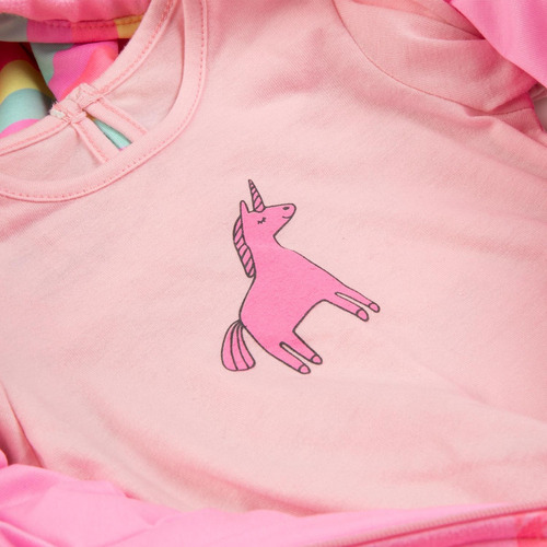 Imagen 6 de 9 de Disfraz Unicornio Bebe Niña Rosado Alta Calidad 3 Piezas