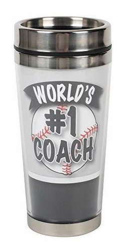 World's # 1 Coach White Baseball 16 Ounce Stainless Steel Tr