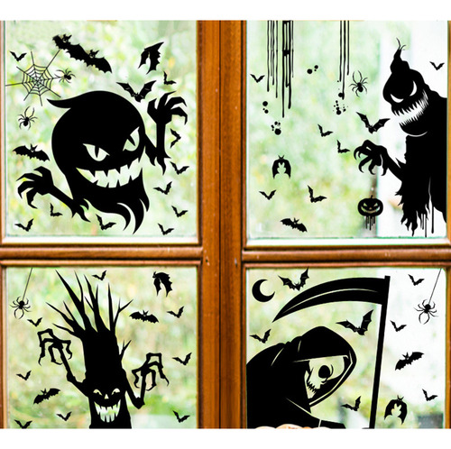 Adhesivos Para Ventanas De Halloween, 8 Unidades, Con Crista