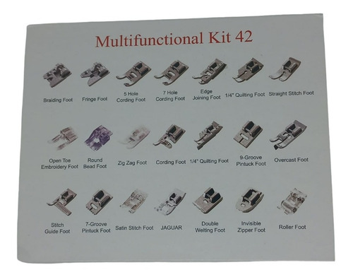 Imagen 3 de 5 de Set Kit 42 Pie Prensatelas Maquina Familiar Janome Brother