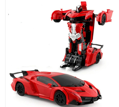 Carro Control Remoto Luz Transformer 2 En 1 Niños Sa Color Rojo