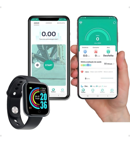 Relógio Smartwatch Android Ios Inteligente D20 Bluetooth Caixa Preto