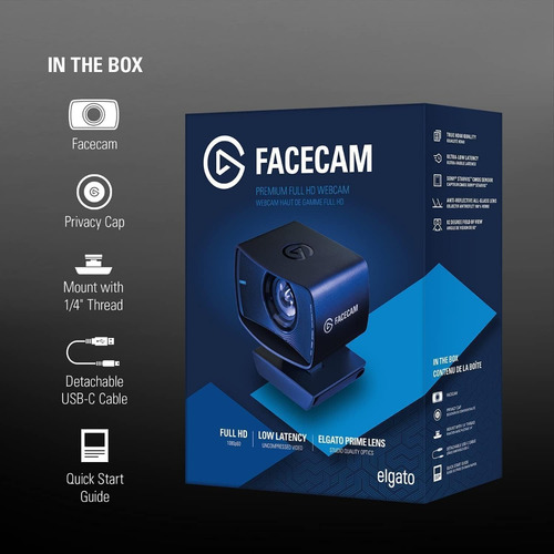 Cámara Elgato Facecam Webcam 1080p 60fp Hd Video Conferencia