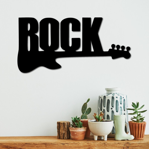 Cuadro Decorativo Guitarra Rock 60x30cm - Madera