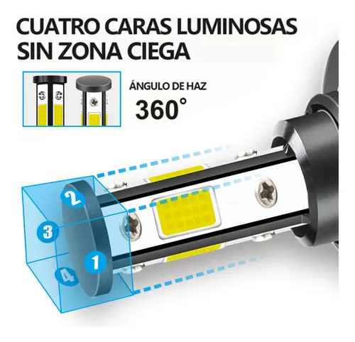 . Kit Faros Led H4 6000 K, Luz Alta Y Baja, Color Blanco