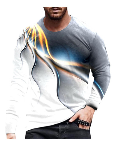 Playera De Manga Larga Con Cuello Redondo Y Estampado De Man