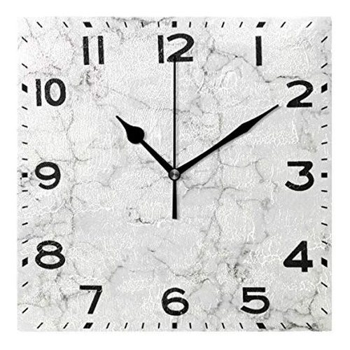 Reloj De Pared - Naanle Chic 3d White Marble Stone Print Squ