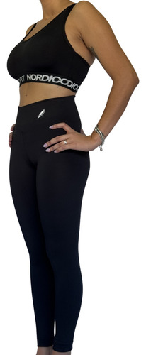 Conjunto Calza Larga Mujer + Top Con Elastico -sport Fitness