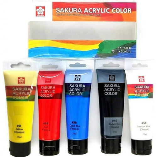 Sakura Acrylic Color - Set 5 Acrílicos En Tubos 75 Ml