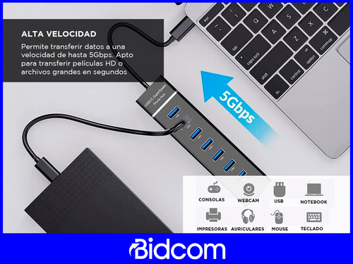 Hub Multipuerto Gadnic Usb 7 Puertos Gadnic Alta Velocidad