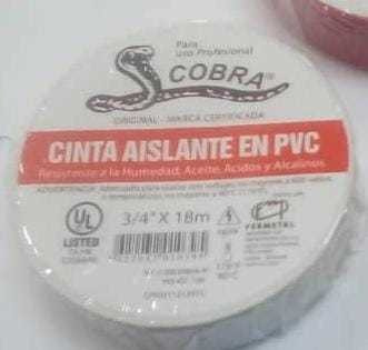 Teipe Cobra Blanco Cinta Aislante Pvc 3/4pulgx18mts Cables