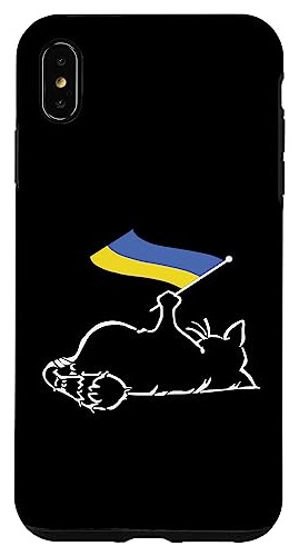 Funda Para iPhone XS Max Cat Con Bandera De Ucrania Plastico