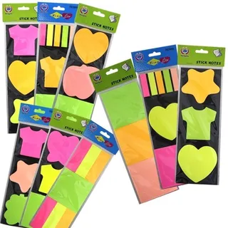 3 Set Notas Adhesivas Neon Tipo Post-it Figuras Oficina