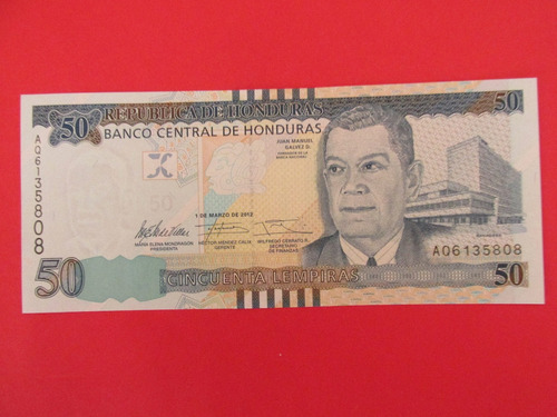 Billete Banco Central De Honduras 50 Lempiras 2012 Unc
