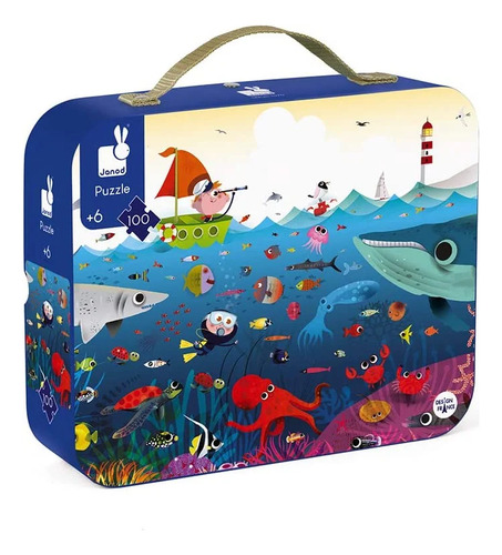 Puzzle Janod Océano 100 Piezas En Maletín