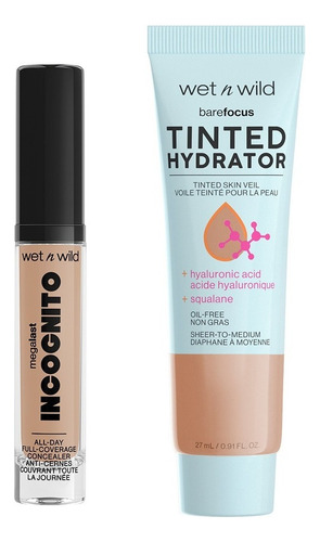 Kit Facial Hidratante Wet N Wild Tinta + Corrector Incognito Tono Tan Medium Deep 1114091+ Medium Golden 1114050