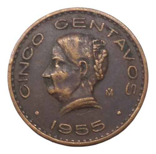 Moneda 5 Centavos Bronce Corregidora Año 1955 Escasa 