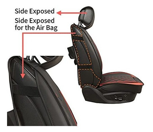 5 Estuche Para Asiento Vehiculo Cuero Negro Rojo 2 Sedan