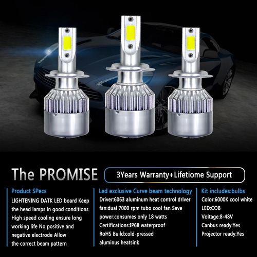 Imagen 9 de 10 de Ampolleta Auto Led Headlight H1 H3 H4 H7 H11 H13 9005/6 880